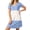 Blue, variant on Women's Nightgown Cotton Blend Stretchy Loose Short Sleeve V-Neck Color Block Sleepwear