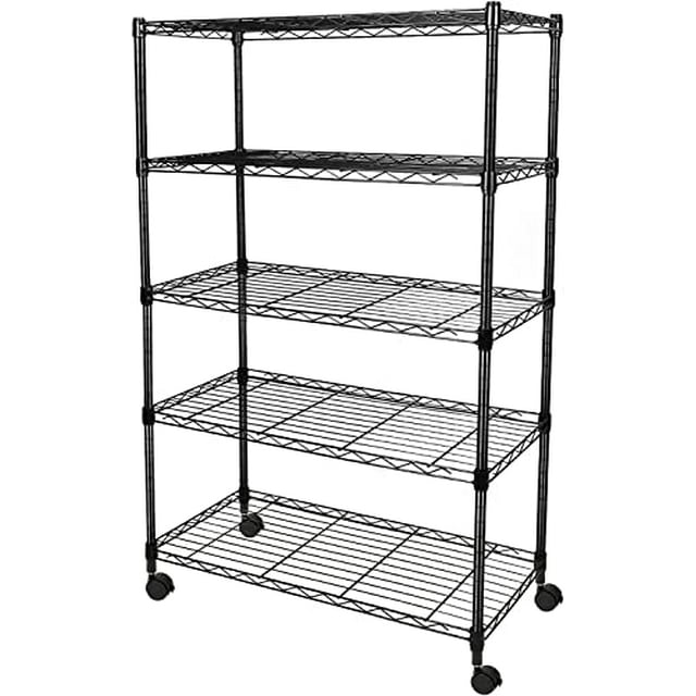 Simple Deluxe 5-Shelf Shelving Unit - Heavy Duty Storage Shelving, Metal Wire Shelving, Storage Organizer Standing Rack for Kitchen, Office and Garage, 29.92'' x 13.98" x 62.99",
