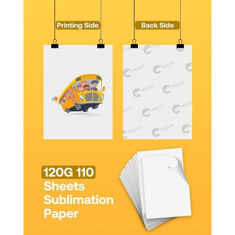 Hiipoo Sublimation Paper 8.5x14 Inch 110 Sheets for Any Inkjet Printer  which Match Sublimation Ink 120gsm,Over 98% High Transfer Rate,DIY Print  Tools 