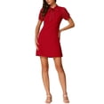thumbnail image 2 of Vestidos Elegantes para Mujeres INSPIRE CHIC con Cuello de Lazo y Mangas Cortas Abullonadas, Vestido para Trabajar, Color Rojo M, 2 of 6