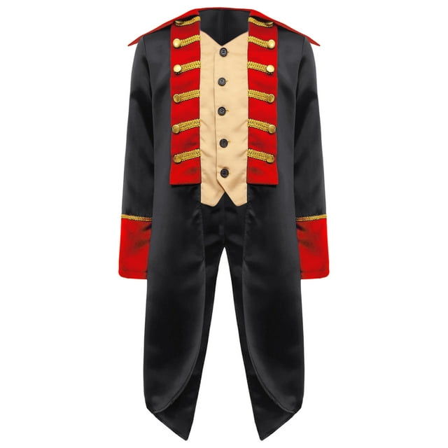 Miaeowve Queue-de-Pie Steampunk Renaissance pour Garçons Enfants Pirate Médiéval Vintage Veste Victorienne Noire 14