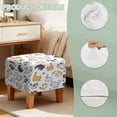 thumbnail image 7 of SCRAWLGOD Cats Paw Print White Ottoman Slipcover, Folding Footrest Stool Cover Washable Square Slipcover with Elastic Band for Living Room, 7 of 7