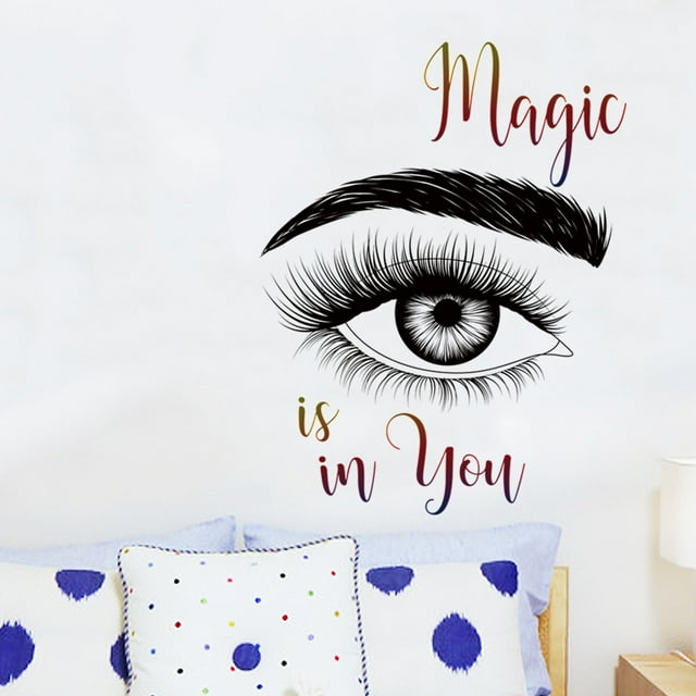 Adhesivos de pared con cita mágica para ojos, pestañas y cejas, PVC, 39 x 60 cm