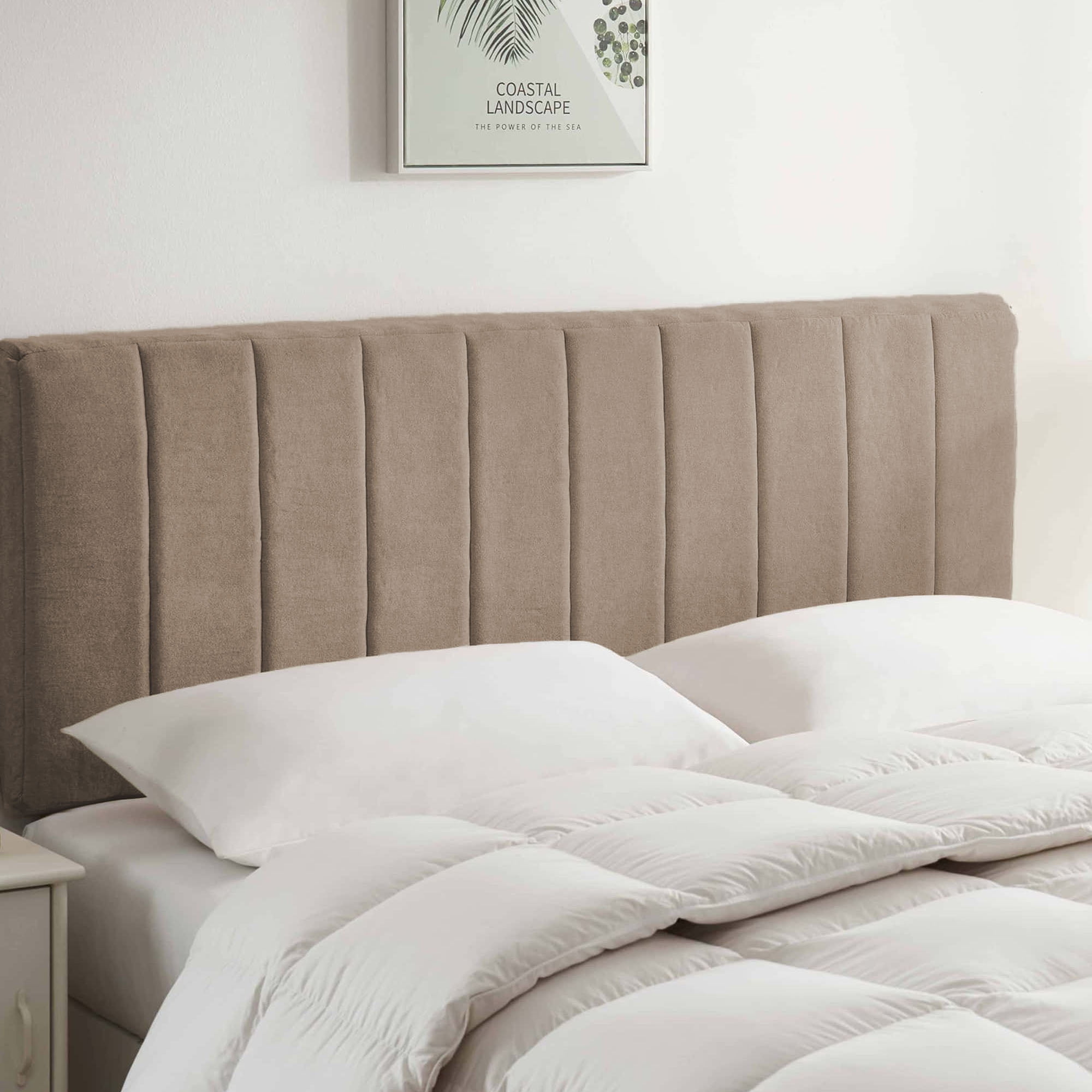 Lammlaoe Twin Headboard, Upholstered Wall Mounted, Peel and Stick Installation, Sound Reducing 3D Panel Design, Easy Assembly, Mocha