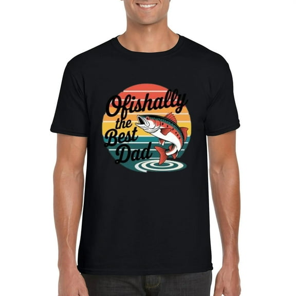 Ofishally The Best Dad Retro Funny Fishing Dad Father's Day Gift T-Shirt, for men & women, up to size 5XL
