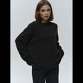 thumbnail image 4 of Suéter de Punto de Color Liso, Holgado, Cálido y para Mujer, para Otoño e Invierno Negro L, 4 of 9
