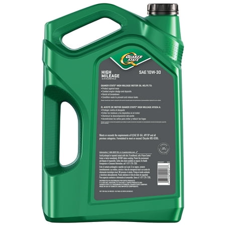 Quaker State 10W-30 Higher Mileage Engine Motor Oil, 5 qt.