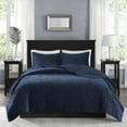 thumbnail image 3 of Madison Park Harper 3 Piece Velvet Quilt Set in Navy, 3 of 5