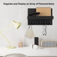 thumbnail image 5 of Key Holder for Wall, Decorative Key and Mail Holder with Shelf Has Large Hooks for Bags, Coats, Umbrella – Paulownia Wood Key Hanger with Mounting Hardware (9.8”W x 6.7”H x 4.2”D), 5 of 7