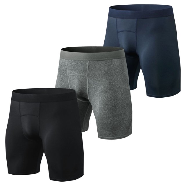 Amdohai 3PCS Men Sports Shorts Stretchy Bodycon Breathable -wicking Running Workout Pants