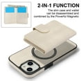 thumbnail image 4 of for iPhone 13 Wallet Case, 2-in-1 Magnetic Detachable Card Holder, PU Leather + TPU Shockproof Kickstand Phone Cover, Magnetic Clasp Card Slots Back Case for iPhone 13, White, 4 of 6