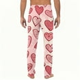 thumbnail image 3 of Fgvctg Valentine's Day Pajamas for Men Fashion Love Heart Print Wide Leg Pajamas Sleepwear High Waisted Pj Pants Oversized Fall Spring Drawstring Lounge Pants with Pockets Pink M, 3 of 5