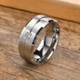 thumbnail image 3 of 8MM Men's Wedding Brushed Band Black Silver Gold Stainless Steel CZ Ring Sz 7-12, 3 of 6