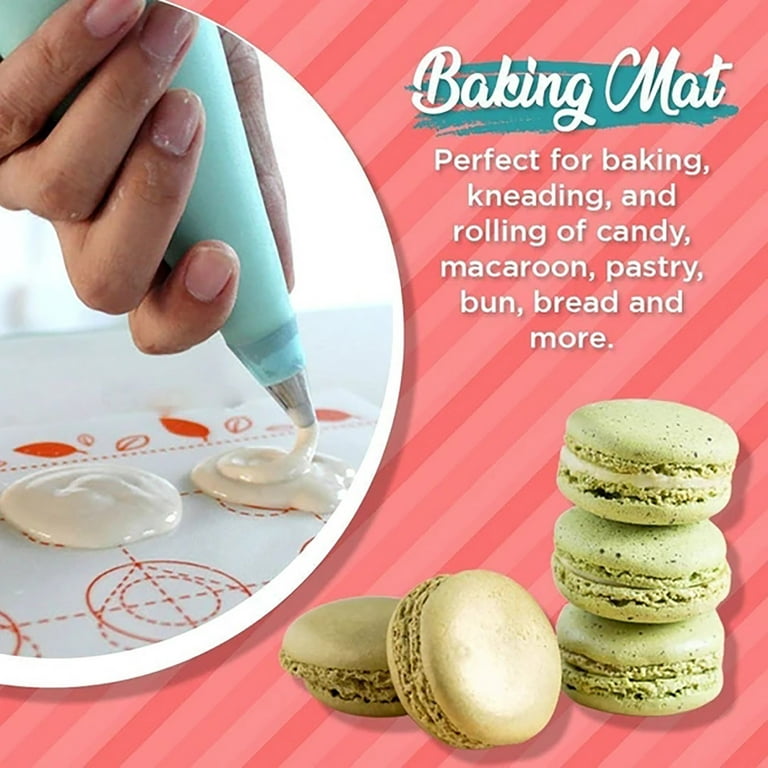 LotFancy Macaron Silicone Baking Mat, 16.5 x 11.5 in, 2Pcs Reusable Half Baking  Sheet, BPA Free 