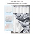 thumbnail image 2 of No Hook Cloth Fabric Shower Curtain with Snap in Liner, Modern Sea Waves Waterproof Shower Curtains Set with See Through Top Window, Grey White Texture Abstract Texture Bath Curtains Shower 66"x72", 2 of 6