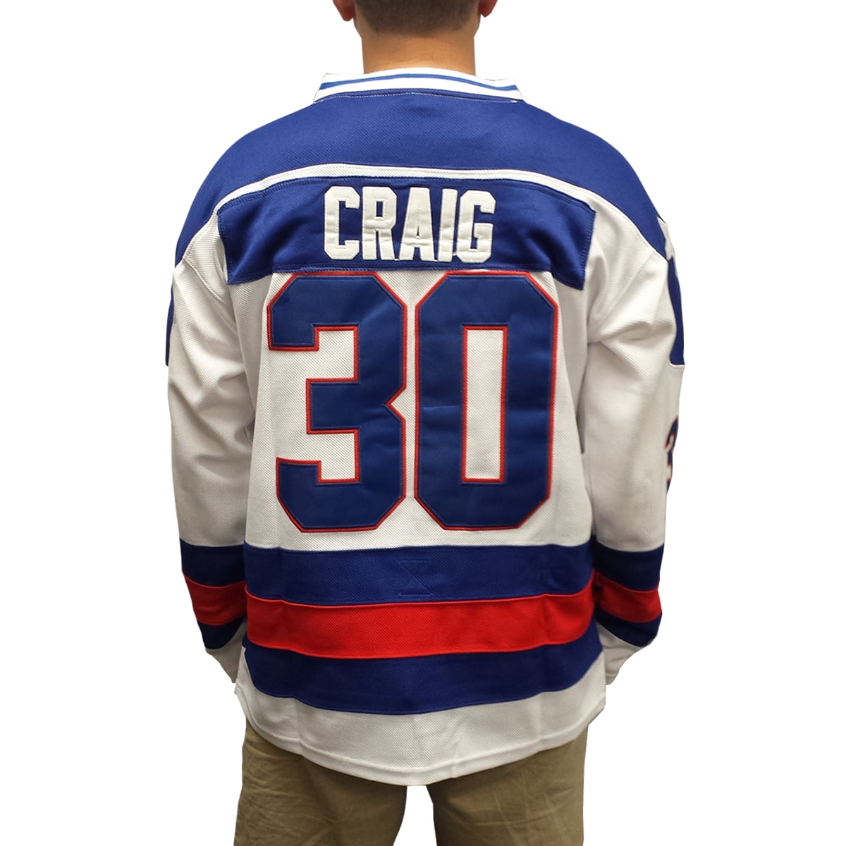 Jim Craig #30 Team USA White Hockey Jersey Miracle On Ice Goalie Goaltender Gift 