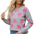 thumbnail image 2 of Women's Printed Pullover Casual Long Sleeve Round Neck Sweater Top For Cool Weather, 2 of 9