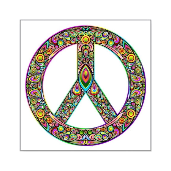 CafePress - Peace Symbol Psychedelic Ar Square Sticker 3 X 3 - Square Sticker 3" x 3"
