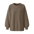 thumbnail image 5 of Women's Oversized Sweatshirt Solid Color Long Sleeve Crew Neck with Ribbed Back Cross Soft Casual Pullover for Lounge & Streetwear, 5 of 6