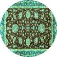 thumbnail image 1 of Ahgly Company Indoor Round Abstract Turquoise Blue Modern Area Rugs, 6' Round, 1 of 1