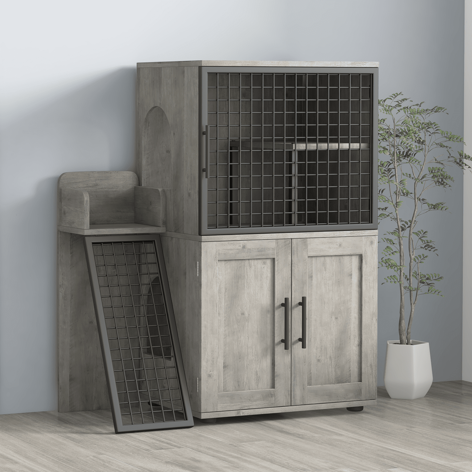 Cat Litter Box Enclosure Furniture - Hidden Litter Box Cabinet with Top Platform