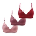 thumbnail image 2 of DDAPJ pyju 3 Pcs Womens Push Up Bras No Underwire Comfort Everyday Bra Petal Wave V-Neck Wireless Bra with Rhinestone Design Lightning Deals Pink L, 2 of 3