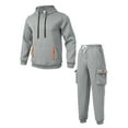 thumbnail image 2 of VBTAPA Men Sweatsuits Sets Fleece Hoodie and Cargo Sweatpants 2 Piece Outfits Big and Tall Track Suits Mens Jogging Suit Gray XXL, 2 of 3