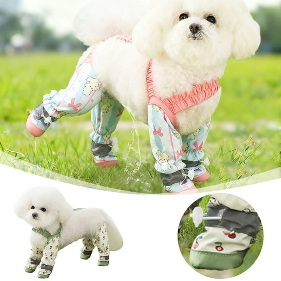 Adjustable Pet Walking Boots with Harness and Dirt Protective Leggings for Outdoor Adventures and Rainy Day Shoes for Small Medium Dogs