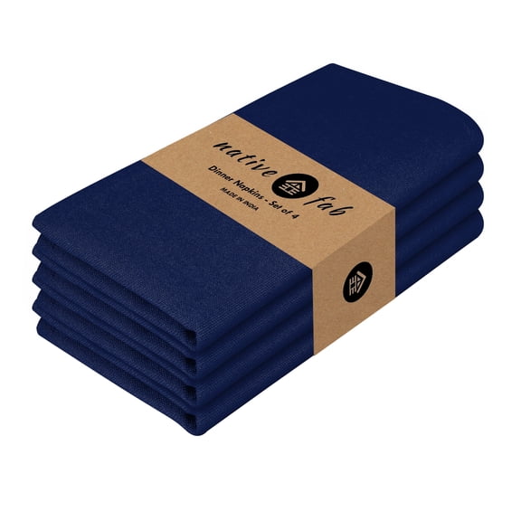 Native Fab Reusable Holiday Dinner Cloth Napkin 17"x17" Set of 4 - Ink Blue