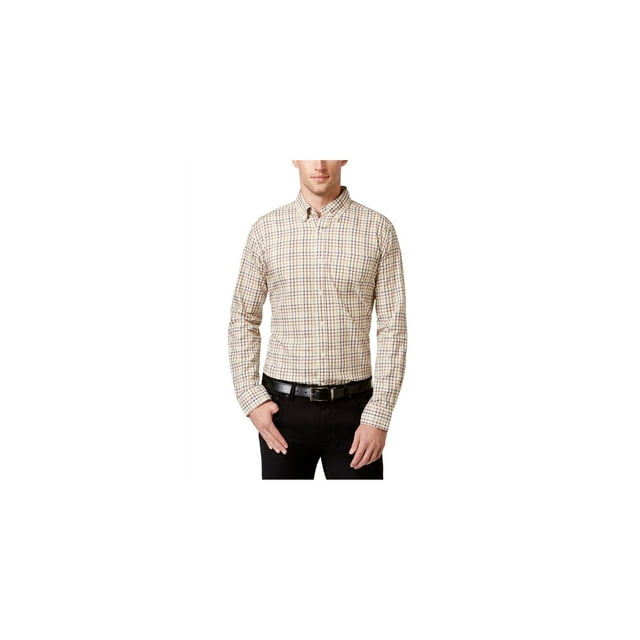 Camiseta con botones Tricots St Raphael Tattersall LS para Hombre color blanco hueso 3XLT