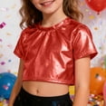thumbnail image 2 of Hihipz Big Girl's Graphic T-Shirt Metallic Shiny Short Sleeve Summer Crop Tshirt Stage Show Role Play T Shirt,Sizes 11-12, 2 of 4