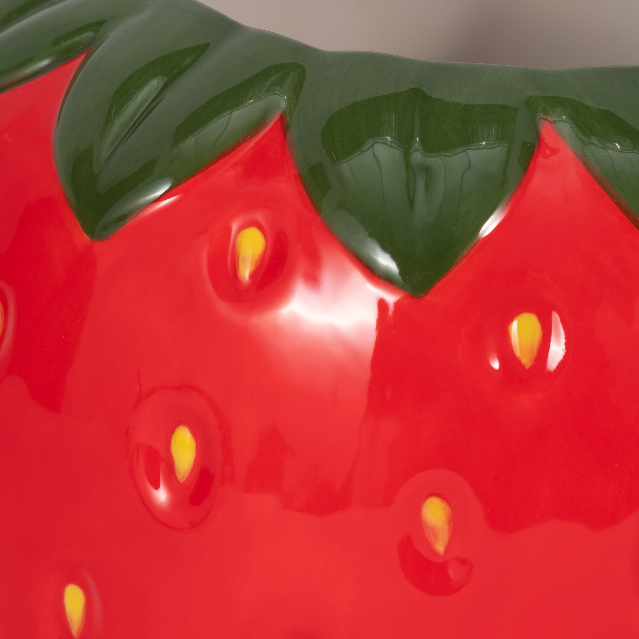 Strawberry-Shaped Flower Pot for Home Decor - Decorative Ceramic Planter for Outdoor, Indoor Plants, and Garden Display - Stoneware Planter for Patio, Entryway, Shelf, and Balcony - 6", Red & Green