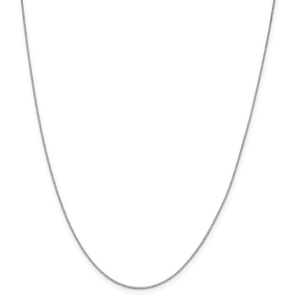 Solid 18K White Gold .80mm Box Chain Necklace - with Secure Lobster Lock  Clasp 18