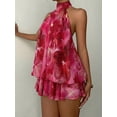 thumbnail image 3 of Women's Chiffon Elegant Butter Yellow Halter Tie Mini Dress for Dating, Night Out, Summer, Wedding Guest, Vacation, 3 of 9