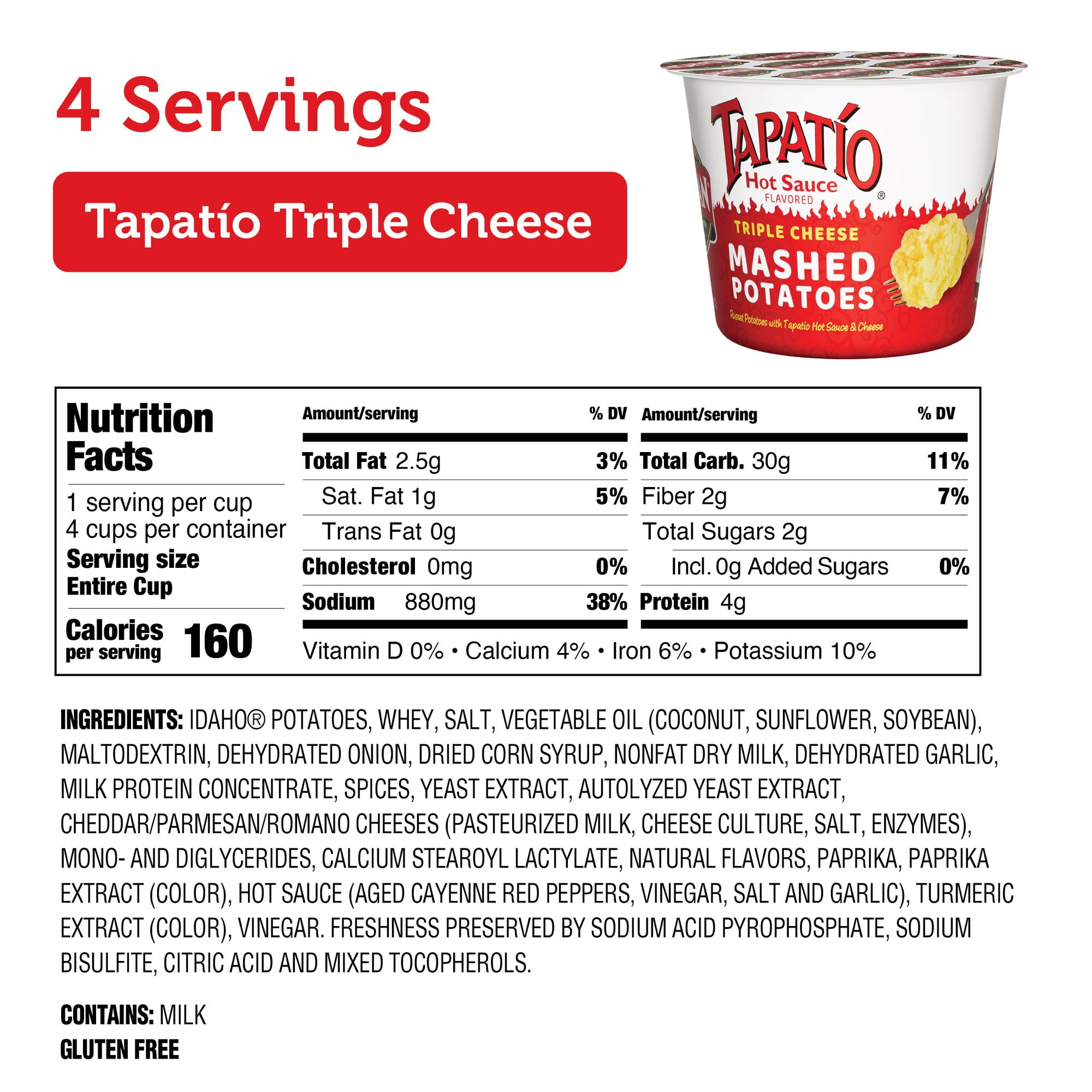 (2 pack) Idahoan Tapatio Mashed Potatoes, 6 oz, 4 Pack Cups