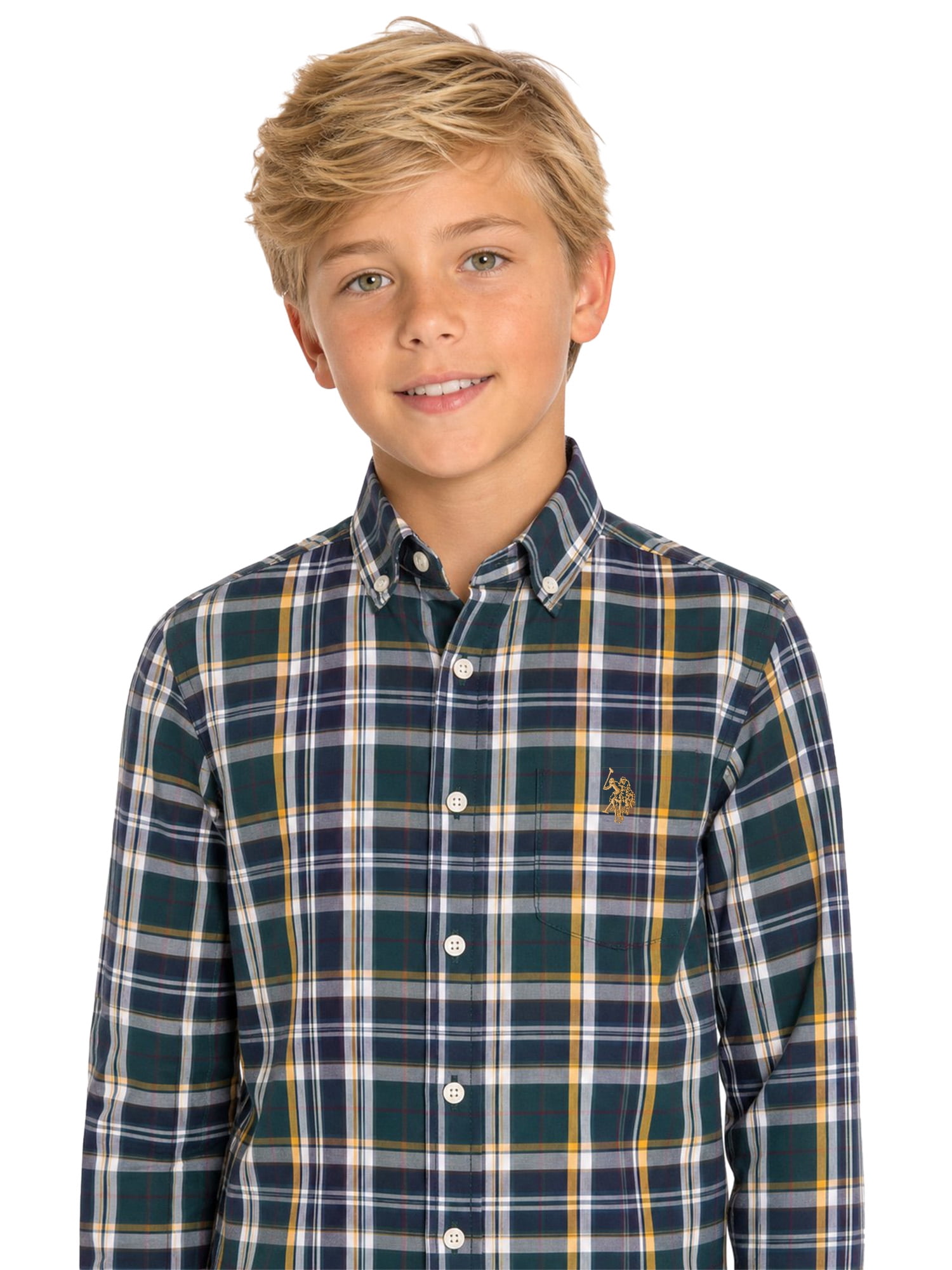 U.S. Polo Assn. Boys Long Sleeve Button Down Shirt, Sizes 4-18