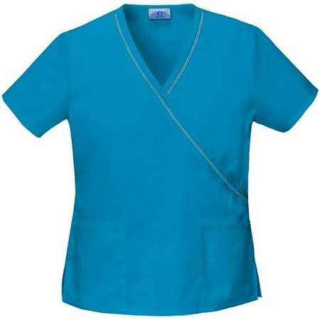 Women's Mock Wrap Dark Turquoise Scrub Shirt