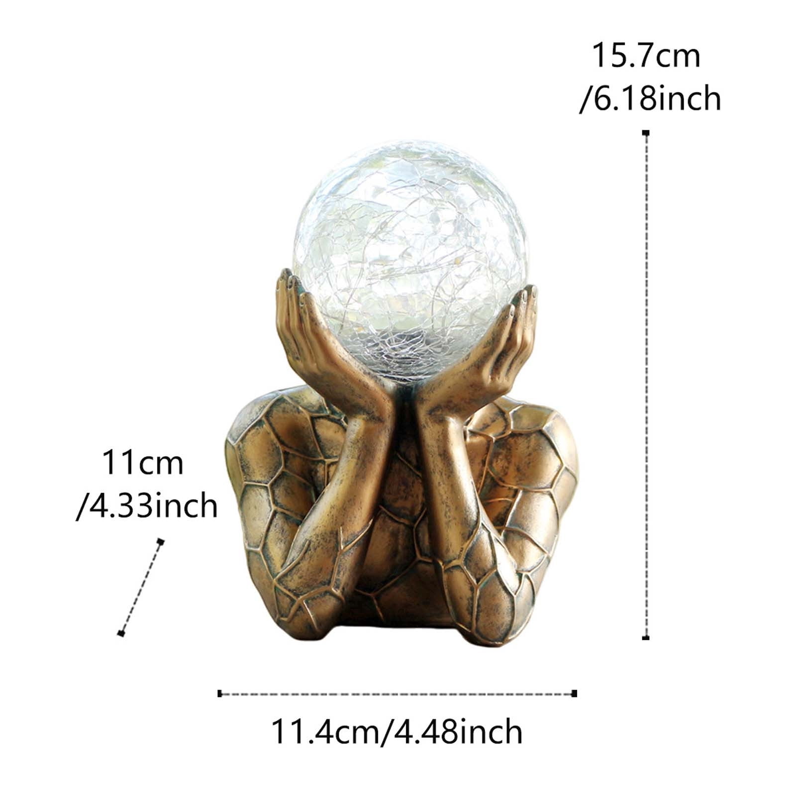 Tusihei Abstract Thinker Statue Solar Light, Resin Bronze Thinker Figurine with Cracked Glass Ball, Yard Art Sculpture Outdoor Garden Decor for Patio, Lawn, Porch, Balcony