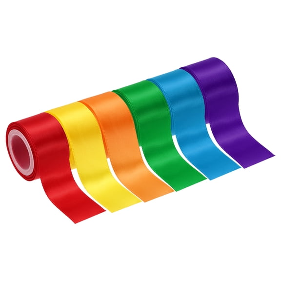 Uxcell 1 Inch x 30 Yards Solid Satin Ribbon, 6Pcs Polyester Fabric Ribbon Roll Single Faced for Gift Wrapping Crafts Wedding Birthday Bouquet Hair Bows DIY Decoration, Multicolor