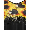 thumbnail image 3 of Rosegal Plus Size Cold Shoulder Sunflower Print Tee Black 3X, 3 of 4