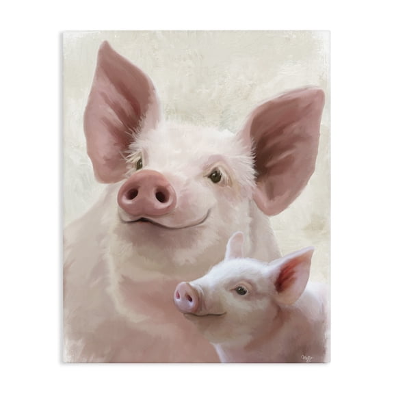 Stupell Industries Rustic Lodge Piglet & Mom Portrait Canvas Art, 16 x 20, by Mollie B.