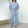 thumbnail image 2 of UPPADA Womens 2 Piece Lounge Set Plus Size 2 Piece Lounge Sets for Curvy Women Loose Crewneck Sweatshirt and Sweatpants Set Fall Blue,XL, 2 of 6