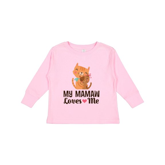Inktastic Mamaw Loves Me Girl Granddaughter Cat Girls Long Sleeve Toddler T-Shirt