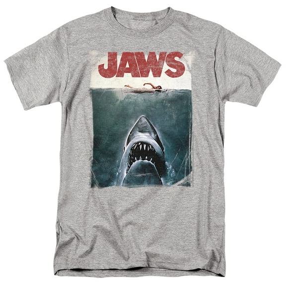 Jaws Title Unisex Adult T-Shirt, Athletic Heather, Small