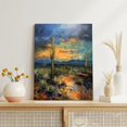 thumbnail image 3 of AVOI Vintage Landscape Cactus Oil Painting Canvas Wall Art Rustic Farmhouse Picture Country Mountain Calming Painting Prints Artwork for Bedroom Kitchen Unframe: 12x12in, 3 of 3