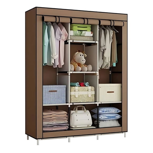 Closet Ropero Rack Armable Guardaropa Recamara Organización Color Marrón Practiksa Ropero Armable