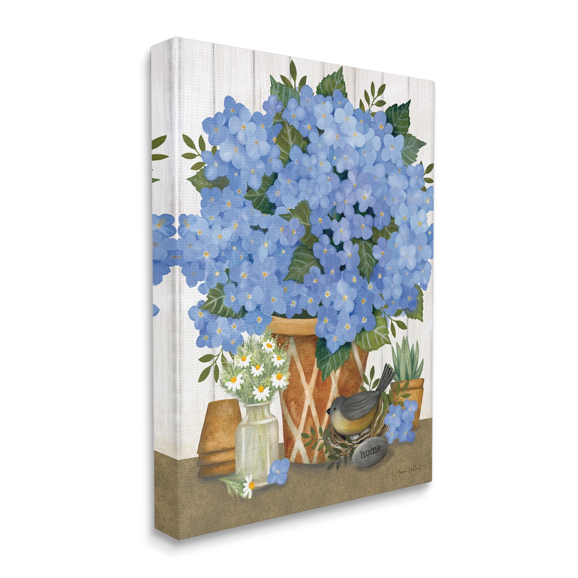 Stupell Blue Hydrangeas Country Arrangement Botanical & Floral Painting Gallery Wrapped Canvas Print Wall Art