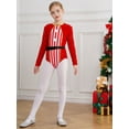 thumbnail image 2 of iiniim Kids Girls Sequins Shiny Xmas Long Sleeve Ballet Leotard Unitard Candy Cane Striped Dancewear Red 8, 2 of 7