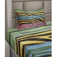 thumbnail image 2 of Ambesonne Zebra Print Fitted & Top Sheet Set with Sham, Savannah Animal Stripes, Green Yellow Black, 2 of 4