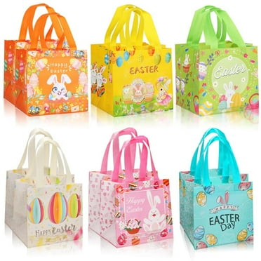 Bunny Treat Bags Set of 12 - Versatile Non-woven Gift Bags with Handles for Grocery Shopping, Easter Egg Hunts, and Party Favors for All Occasions